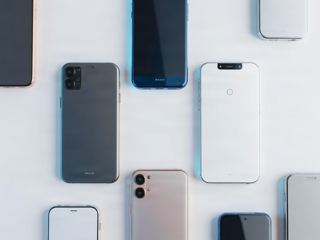 Collection of modern mobile devices displayed on a clean surface